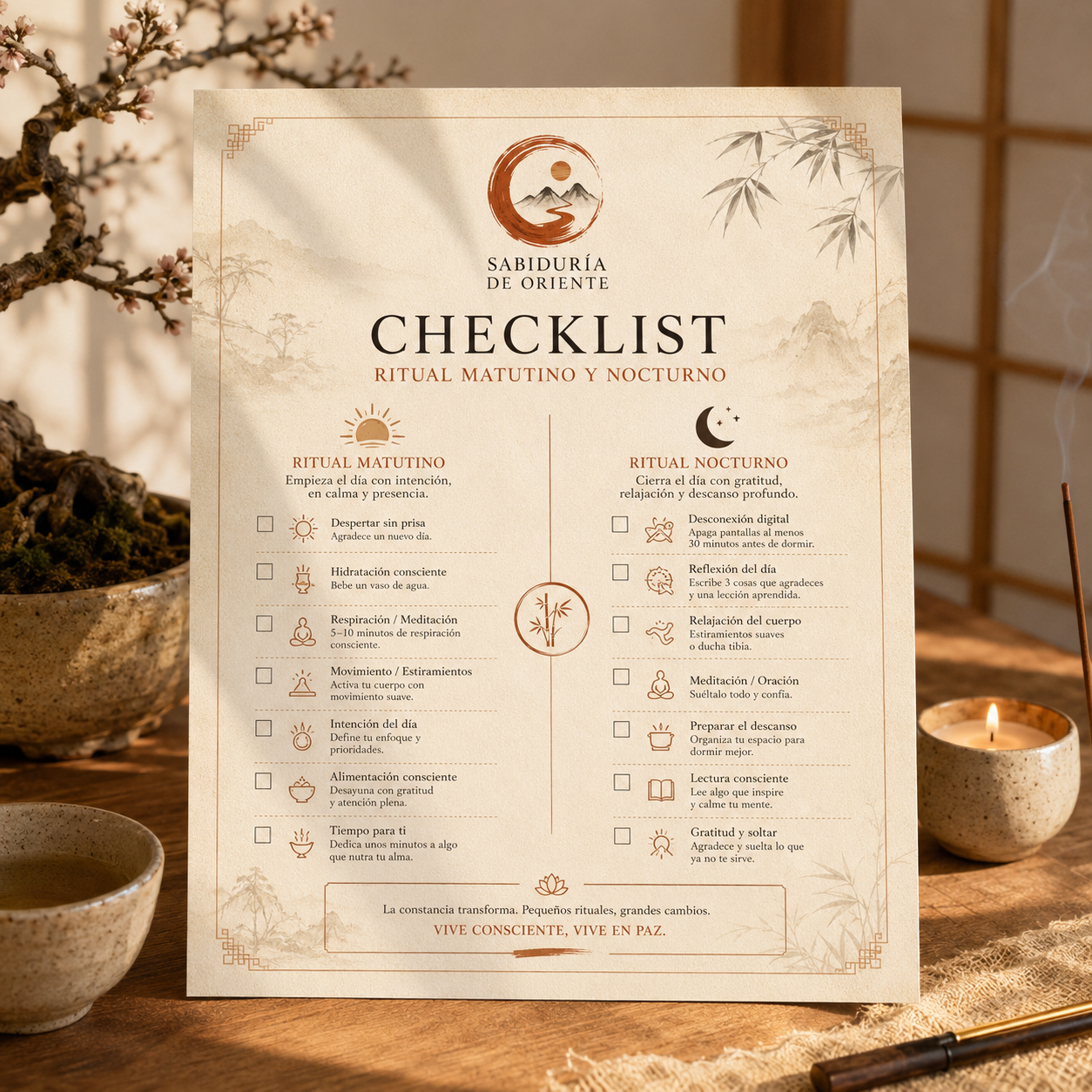 Checklist ritual matutino y nocturno