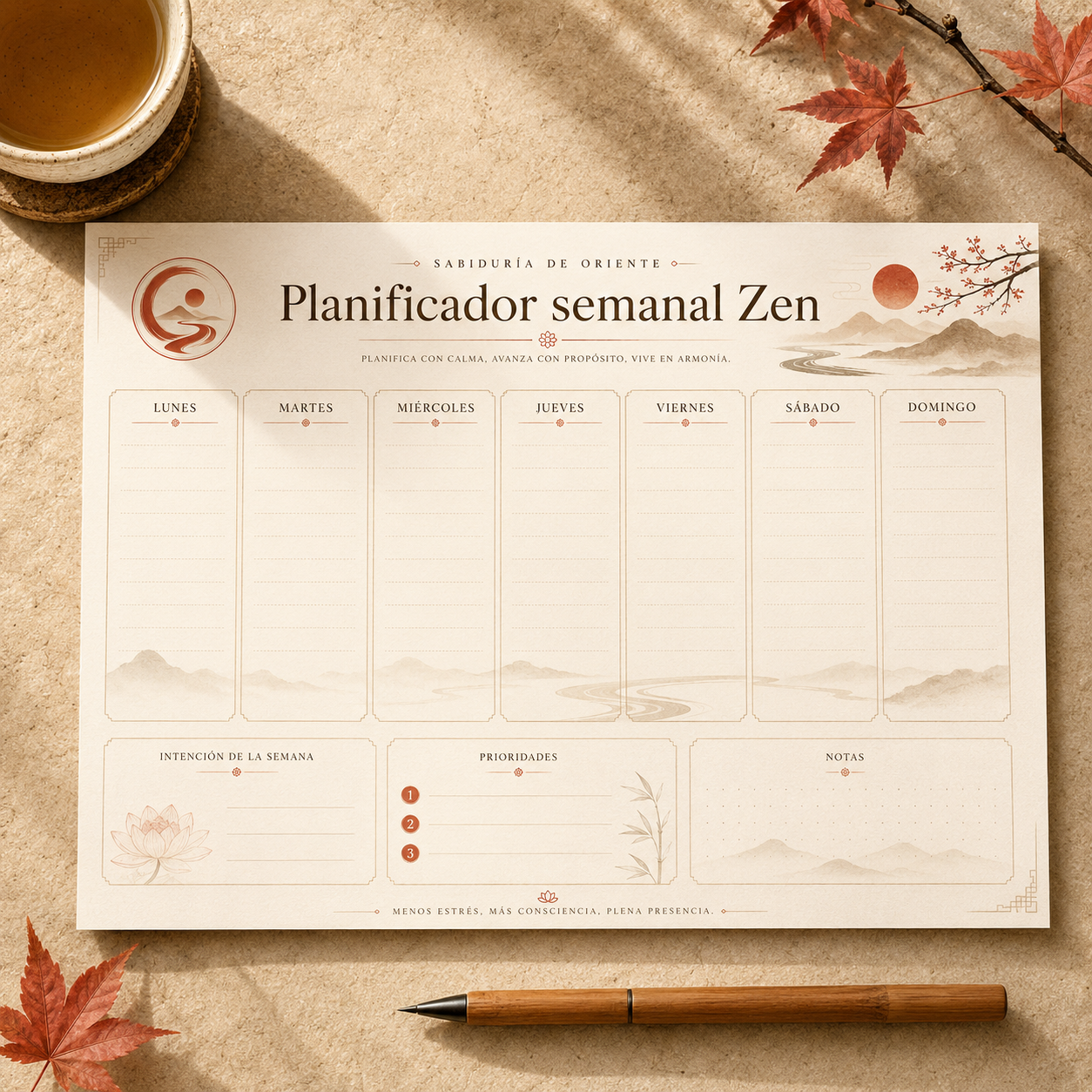 Planificador semanal Zen